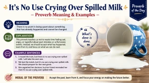 It’s No Use Crying Over Spilled Milk – Proverb Meaning & Examples It’s No Use Crying Over Spilled Milk – Proverb Meaning & Examples