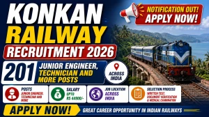 Konkan Railway Recruitment 2026 Notification Out - Apply Online for 201 Junior Engineer, Technician and More Posts