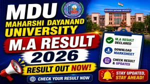 MDU 10th Sem Result 2026 Out - Check M.A Economics Hons Result at result.mdu.ac.in MDU 10th Sem Result 2026 Out - Check M.A Economics Hons Result at result.mdu.ac.in