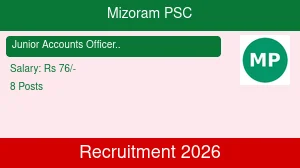 Mizoram PSC Recruitment 2026 - Apply Online for Junior Accounts Officer and Warden Posts