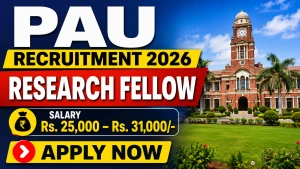 PAU Research Fellow Recruitment 2026 - Apply Offline PAU Research Fellow Recruitment 2026 - Apply Offline