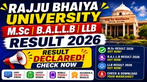 Rajju Bhaiya University Semester Result 2026 Out - Check LLB, M.Sc & B.A.L.L.B @ mresult.prsuprayagraj.in Rajju Bhaiya University Semester Result 2026 Out - Check LLB, M.Sc & B.A.L.L.B @ mresult.prsuprayagraj.in