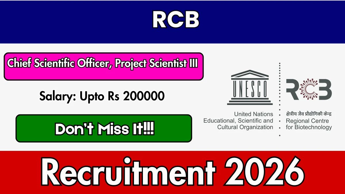 RCB Recruitment 2026 Apply Online For Chief Scientific Officer 