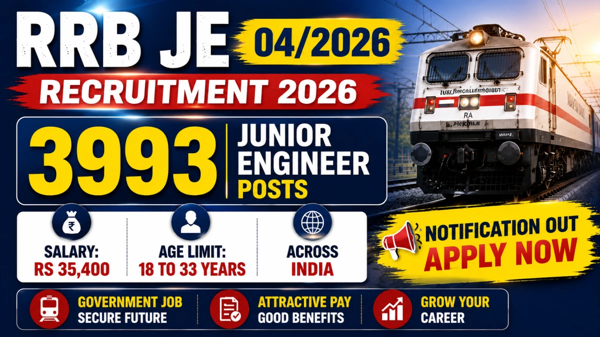 RRB JE 04/2026 Recruitment 2026 Notification Out - Apply Online for 3993 Junior Engineer Posts