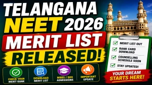 Telangana NEET Merit List 2026 Out - Check KNRUHS Rank List PDF at knruhs.telangana.gov.in Telangana NEET Merit List 2026 Out - Check KNRUHS Rank List PDF at knruhs.telangana.gov.in