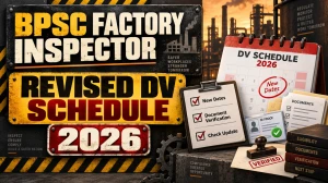 BPSC Factory Inspector Revised DV Schedule 2026 - Dates & Documents BPSC Factory Inspector Revised DV Schedule 2026 - Dates & Documents