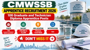CMWSSB Apprentice Recruitment 2026 - Apply Online for 108 Graduate and Technician Diploma Apprentice Posts CMWSSB Apprentice Recruitment 2026 - Apply Online for 108 Graduate and Technician Diploma Apprentice Posts