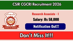 CSIR CGCRI Research Associate Recruitment 2026 - Apply Online