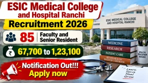 ESIC Medical College and Hospital Ranchi Recruitment 2026 - Apply Offline for 85 Professor, Associate Professor and More Posts