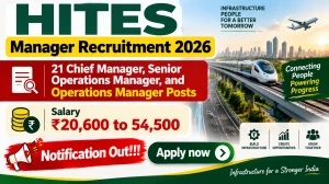 HITES Manager Recruitment 2026 - Apply Online for 21 Chief Manager, Senior Operations Manager, and Operations Manager Posts