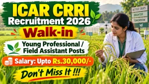 ICAR CRRI Recruitment 2026 - Walkin for Young Professional / Field Assistant Posts