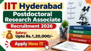 IIT Hyderabad Postdoctoral Research Associate Recruitment 2026 - Apply Online