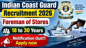 Indian Coast Guard Foreman of Stores Recruitment 2026 Notification Out - Apply Offline Indian Coast Guard Foreman of Stores Recruitment 2026 Notification Out - Apply Offline