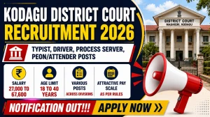 Kodagu District Court Recruitment 2026 - Apply Online for 39 Typist, Driver, Process Server, Peon/Attender Posts Kodagu District Court Recruitment 2026 - Apply Online for 39 Typist, Driver, Process Server, Peon/Attender Posts