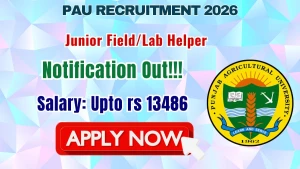 PAU Junior Field/Lab Helper Recruitment 2026 - Apply Offline