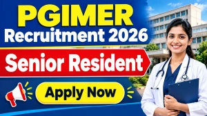 PGIMER Senior Resident Recruitment 2026 - Walkin