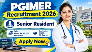 PGIMER Senior Resident Recruitment 2026 - Walkin