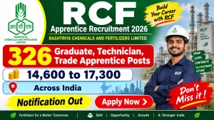 RCFL Apprentice Recruitment 2026 Notification Out - Apply Online for 326 Graduate, Technician, Trade Apprentice Posts RCFL Apprentice Recruitment 2026 Notification Out - Apply Online for 326 Graduate, Technician, Trade Apprentice Posts