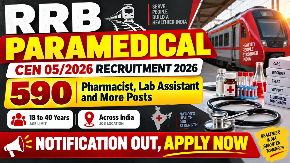 RRB Paramedical CEN 05/2026 Recruitment 2026 Notification Out - Apply Online for 590 Nursing Superintendent, Pharmacist and More Posts
