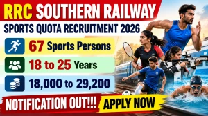 RRC Southern Railway Sports Quota Recruitment 2026 Notification Out - Apply Online for 67 Posts RRC Southern Railway Sports Quota Recruitment 2026 Notification Out - Apply Online for 67 Posts