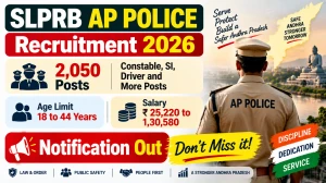 SLPRB AP Police Recruitment 2026 Notification Out - Apply Online for 2,050 Constbale, SI, Driver and More Posts SLPRB AP Police Recruitment 2026 Notification Out - Apply Online for 2,050 Constbale, SI, Driver and More Posts