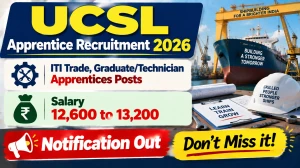 UCSL Apprentice Recruitment 2026 - Apply Online for 12 ITI Trade, Graduate/Technician Apprentices Posts