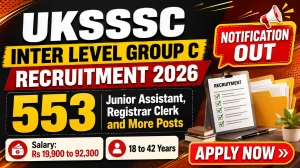 UKSSSC Inter Level Group C Recruitment 2026 Notification Out - Apply Online for 553 Junior Assistant, Registrar Clerk and More Posts UKSSSC Inter Level Group C Recruitment 2026 Notification Out - Apply Online for 553 Junior Assistant, Registrar Clerk and More Posts