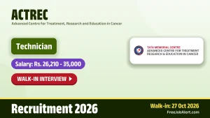 ACTREC Technician Recruitment 2026 – Walkin ACTREC Technician Recruitment 2026 – Walkin
