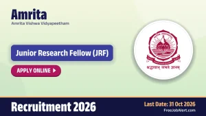 Amrita Junior Research Fellow Recruitment 2026 – Apply Online Amrita Junior Research Fellow Recruitment 2026 – Apply Online