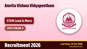 Amrita Vishwa Vidyapeetham Recruitment 2026 – Apply Online for 7 STEM Lead, Junior Research Fellow and More Posts Amrita Vishwa Vidyapeetham Recruitment 2026 – Apply Online for 7 STEM Lead, Junior Research Fellow and More Posts