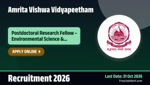 Amrita Vishwa Vidyapeetham Postdoctoral Research Fellow Recruitment 2026 – Apply Online Amrita Vishwa Vidyapeetham Postdoctoral Research Fellow Recruitment 2026 – Apply Online