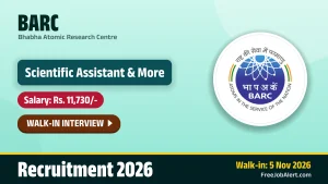 BARC Recruitment 2026 – Walkin for 4 Scientific Assistant/B, Technician/B Posts BARC Recruitment 2026 – Walkin for 4 Scientific Assistant/B, Technician/B Posts