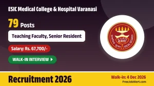 ESIC Medical College & Hospital Varanasi Recruitment 2026 – Walkin for 79 Teaching Faculty, Senior Resident, Tutor Posts