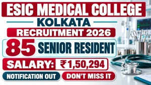 ESIC Medical College Kolkata Senior Resident Recruitment 2026 - Walkin for 85 Posts