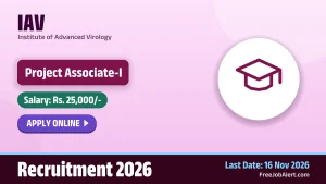 IAV Project Associate I Recruitment 2026 – Apply Online