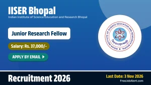 IISER Bhopal Junior Research Fellow (Chemical Engineering) Recruitment 2026 – Apply Online