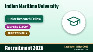 IMU Junior Research Fellow Recruitment 2026 – Apply Online