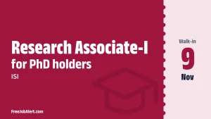 ISI Research Associate I Recruitment 2026 – Apply Online