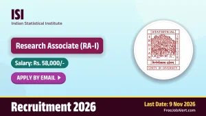 ISI Research Associate Recruitment 2026 – Apply Online