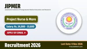 JIPMER Recruitment 2026 – Apply Online for 5 Project Nurse, Project Technical Support Posts JIPMER Recruitment 2026 – Apply Online for 5 Project Nurse, Project Technical Support Posts