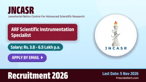 JNCASR ARF Scientific Instrumentation Specialist Recruitment 2026 – Apply Online