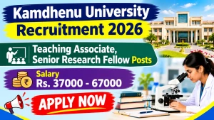 Kamdhenu University Recruitment 2026 – Walkin for Teaching Associate, Senior Research fellow Posts Kamdhenu University Recruitment 2026 – Walkin for Teaching Associate, Senior Research fellow Posts