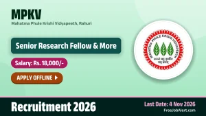MPKV Recruitment 2026 – Apply Offline for 2 Senior Research Fellow, Laboratory Assistant Posts