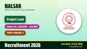 NALSAR Project Lead Recruitment 2026 – Apply Online NALSAR Project Lead Recruitment 2026 – Apply Online