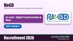 NeGD Co Lead Recruitment 2026 – Apply Online