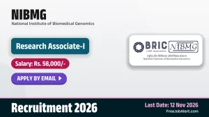 NIBMG Research Associate I Recruitment 2026 – Apply Online