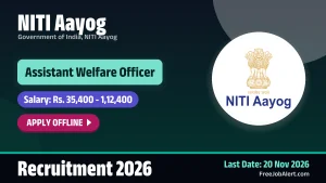 NITI Aayog Assistant Welfare Officer Recruitment 2026 – Apply Offline NITI Aayog Assistant Welfare Officer Recruitment 2026 – Apply Offline
