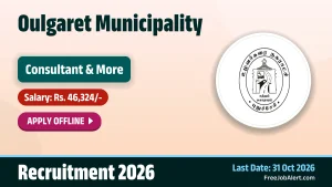 Oulgaret Municipality Consultant Recruitment 2026 – Apply Offline
