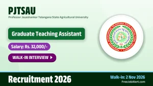 PJTSAU Graduate Teaching Assistant Recruitment 2026 – Walk-in