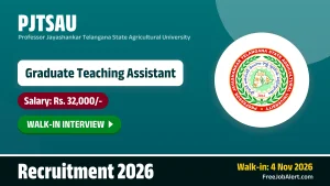 PJTSAU Graduate Teaching Assistant Recruitment 2026 – Walkin